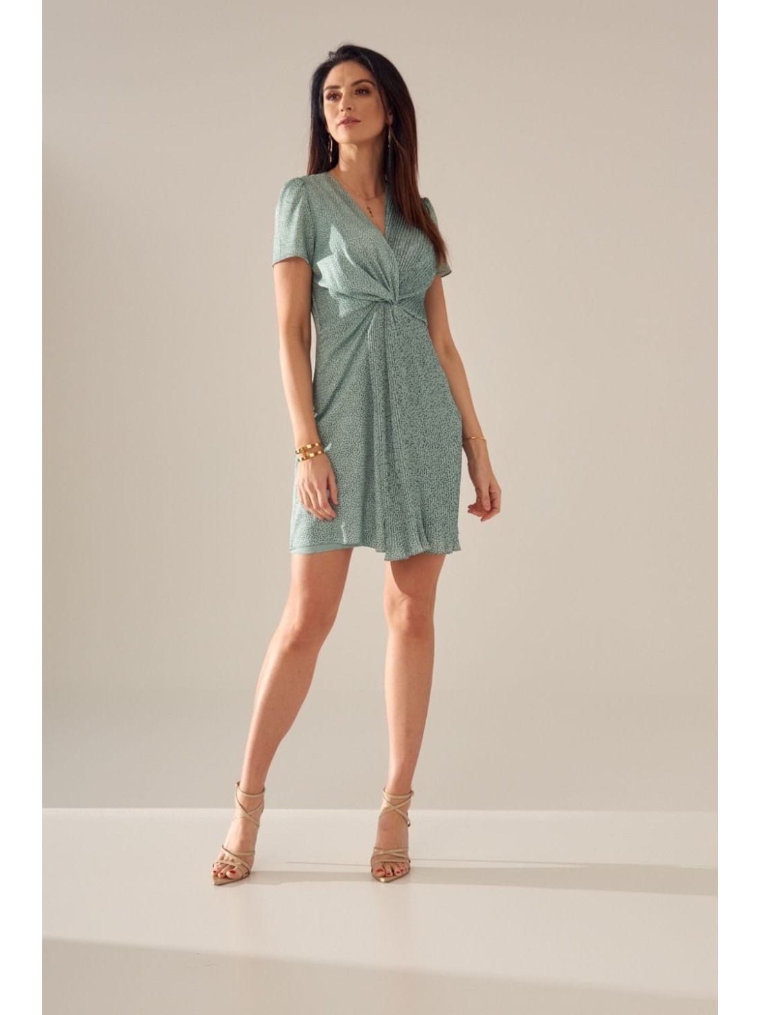 Rochie din doua piese cu buline, verde PR55128 - Magazin online - Boutique